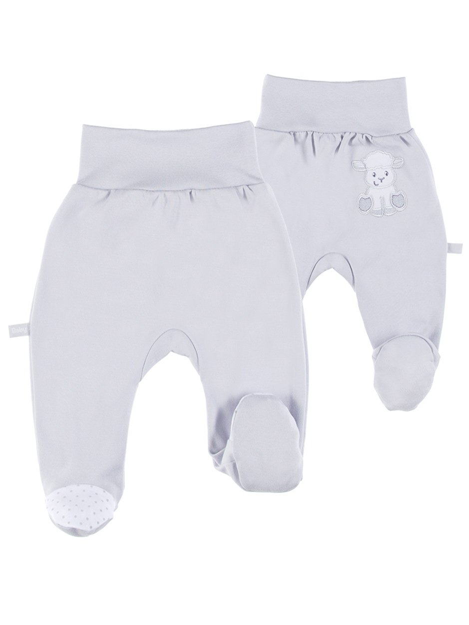 Early Baby Footed Trousers, Embroidered Lamb On The Rear - Grey Trousers / Leggings EEVI