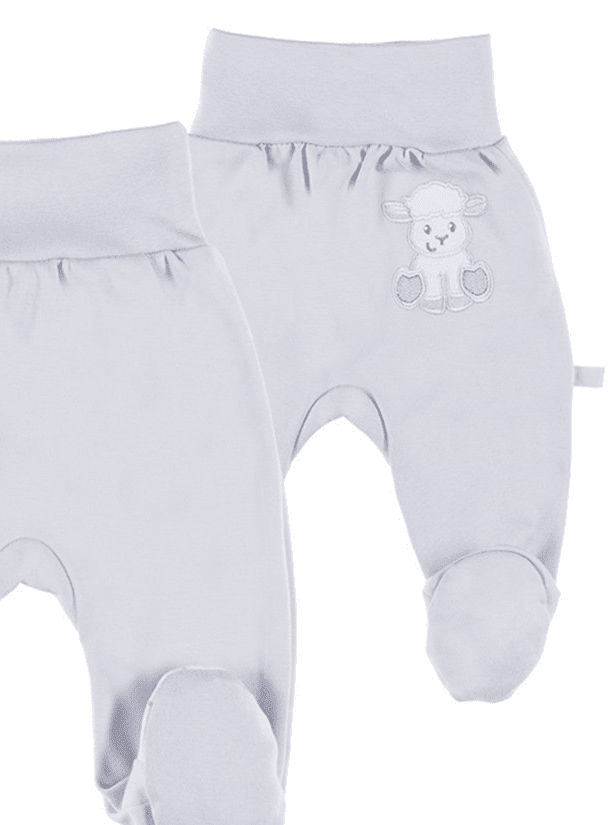 Early Baby Footed Trousers, Embroidered Lamb On The Rear - Grey Trousers / Leggings EEVI
