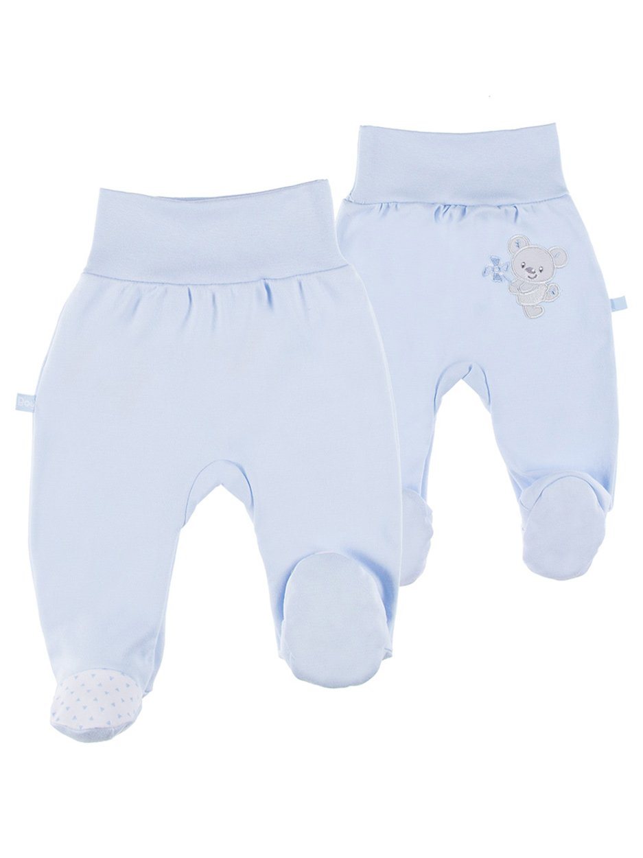 Footed Trousers, Embroidered Bear On Rear - Blue Trousers / Leggings EEVI