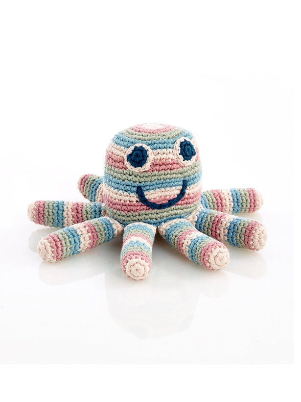 Octopus Crochet Fair Trade Rattle Toy - Soft Stripes Toy Pebble Toys