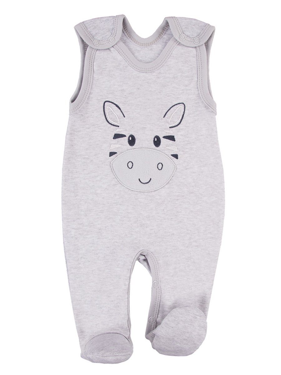 Early Baby Footed Dungarees, Cute Zebra Design - Grey Dungaree EEVI