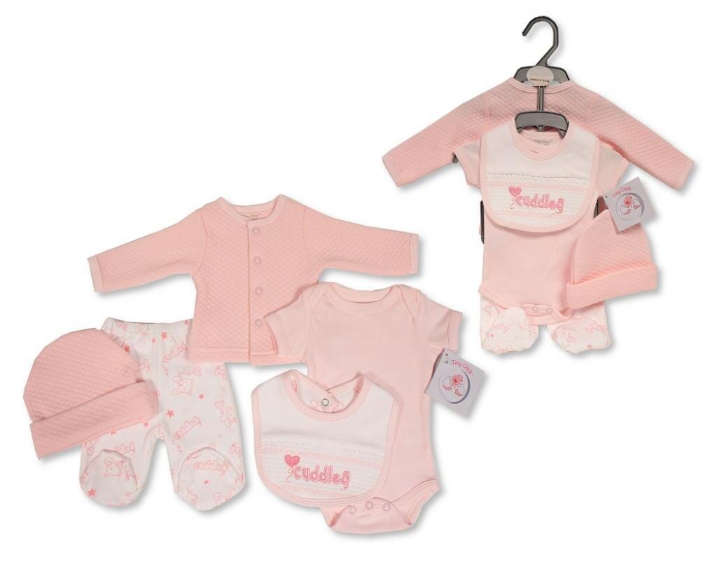 Smocked "Cuddles" 5 Piece Set Set Tiny Chick
