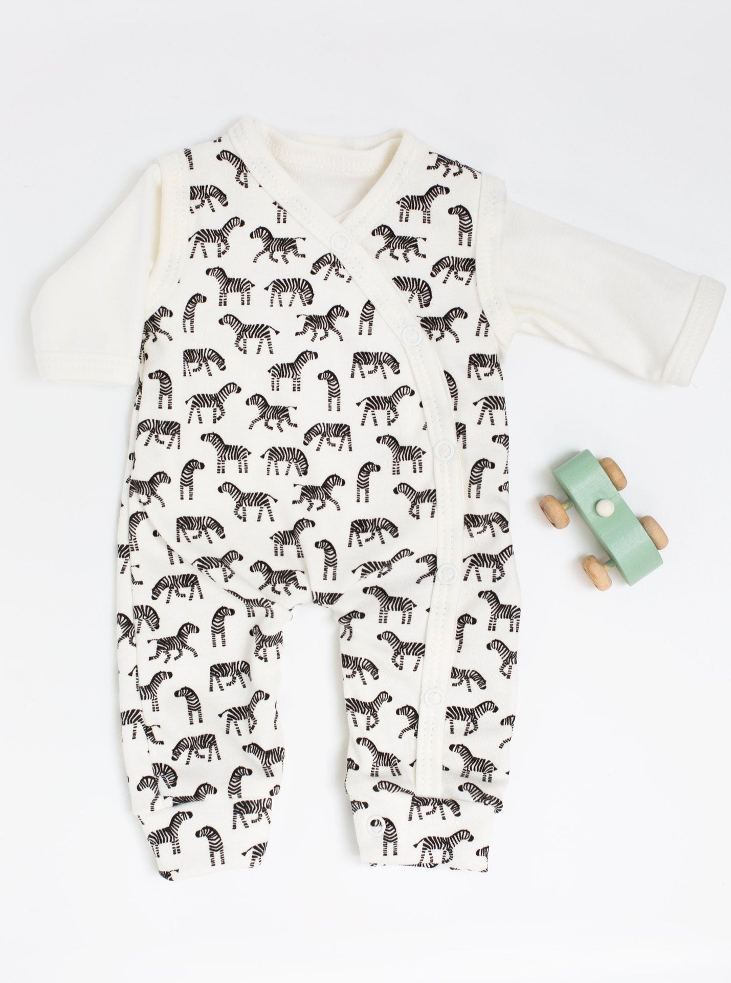 Dungaree & Top Set, Little Zebras, Premium 100% Organic Cotton Dungaree Tiny & Small