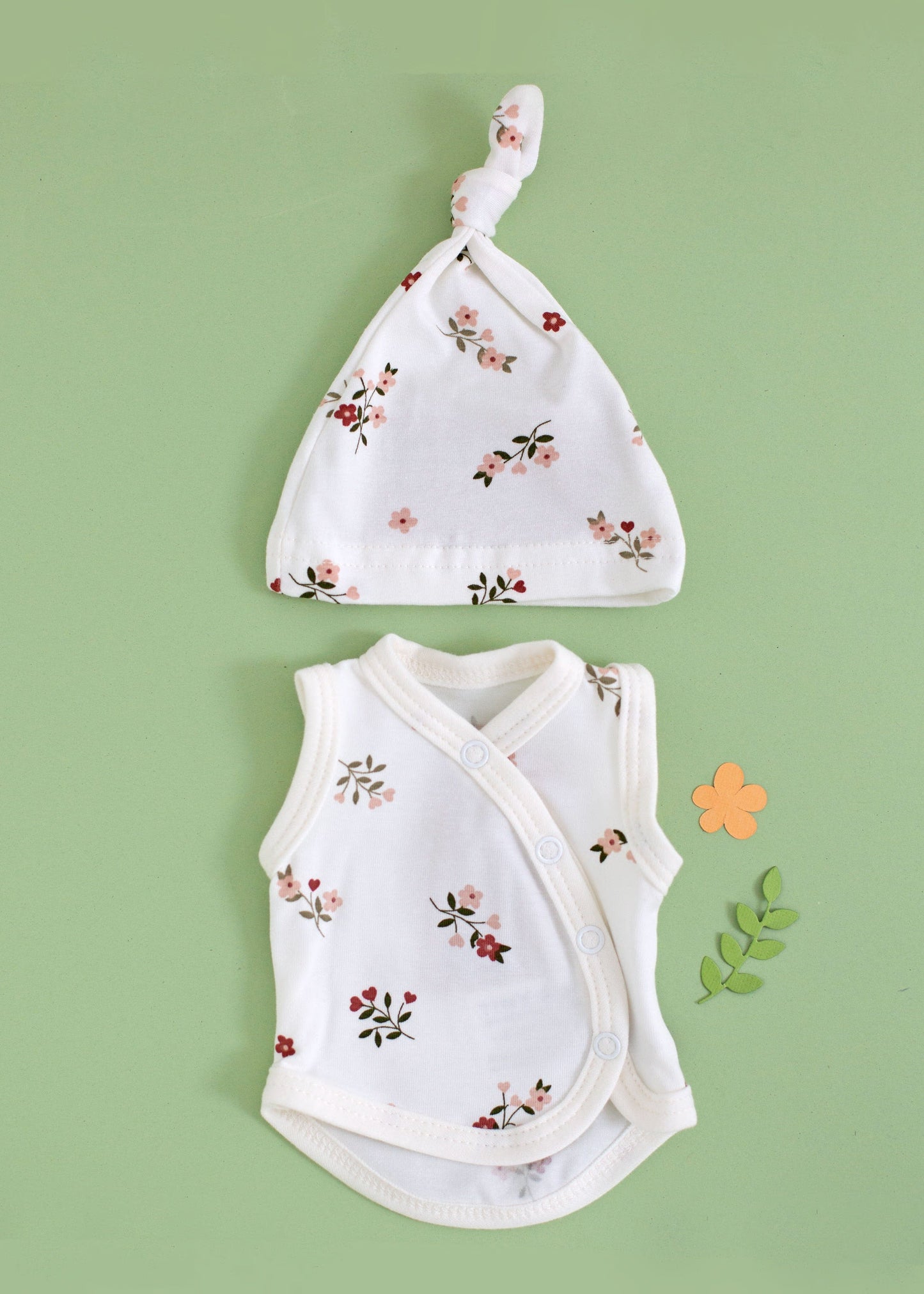 Incubator Vest & Knotted Hat Set, Beautiful Bloom Incubator Vest & Hat Set Tiny & Small