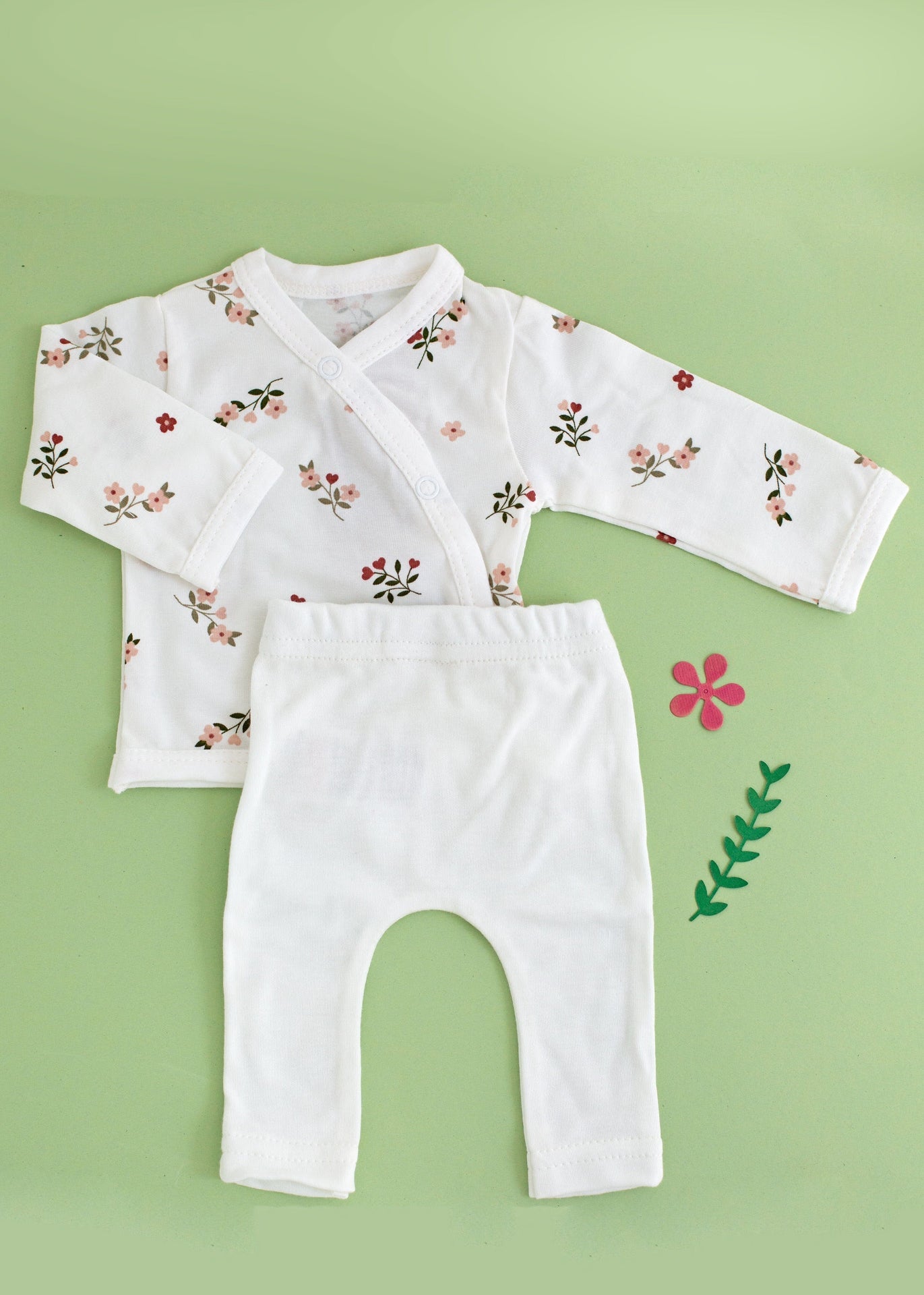 2 Piece Wrap Top & Trouser Set, Beautiful Bloom Top & Trousers Tiny & Small