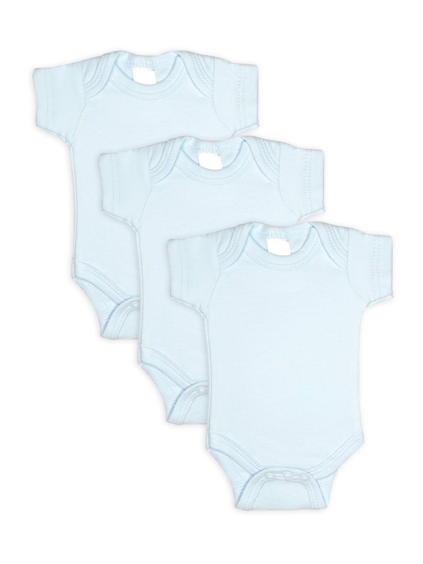 3 Pack - 100% Cotton Blue Short Sleeved Bodysuits Bodysuit / Vest Soft Touch