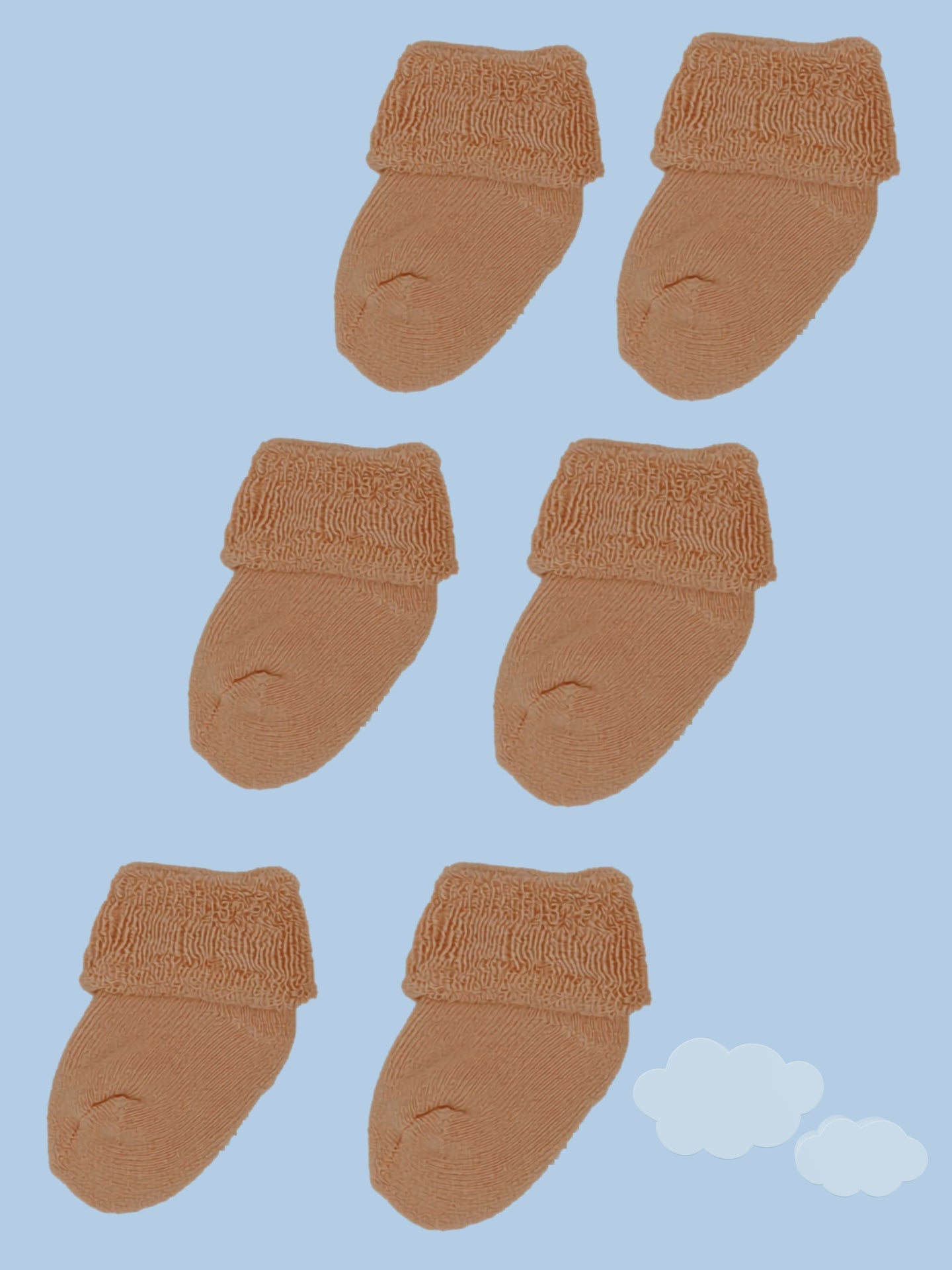 Set of three pairs of socks: Mustard Stay-on Towelling Premature Baby Socks Socks Little Mouse Baby Clothing & Gifts
