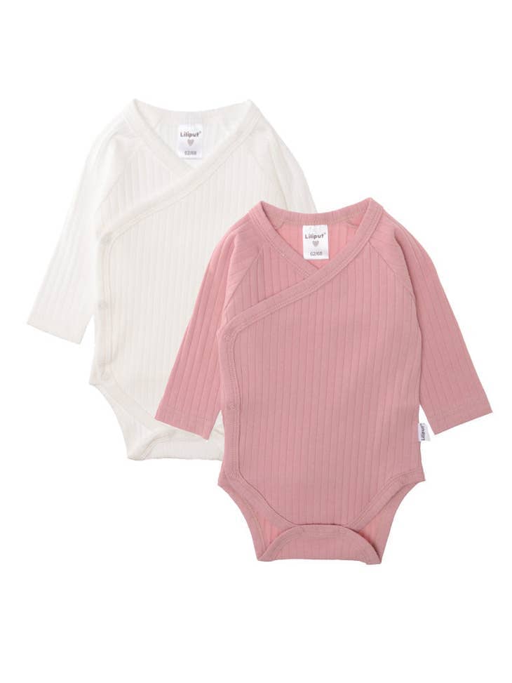2-pack Raglan Bodysuits In White And Rosé, 5-8lb Bodysuit / Vest Liliput