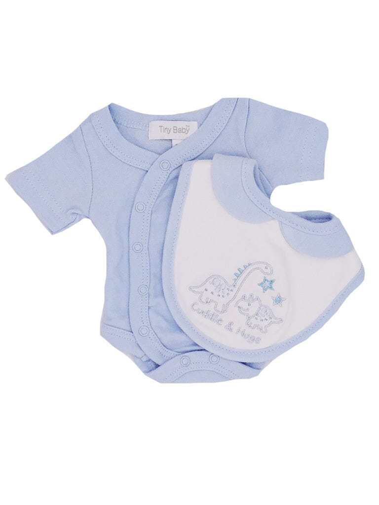 'Cuddle & Hugs' vest and bib set - Blue Bodysuit / Vest Tiny Baby