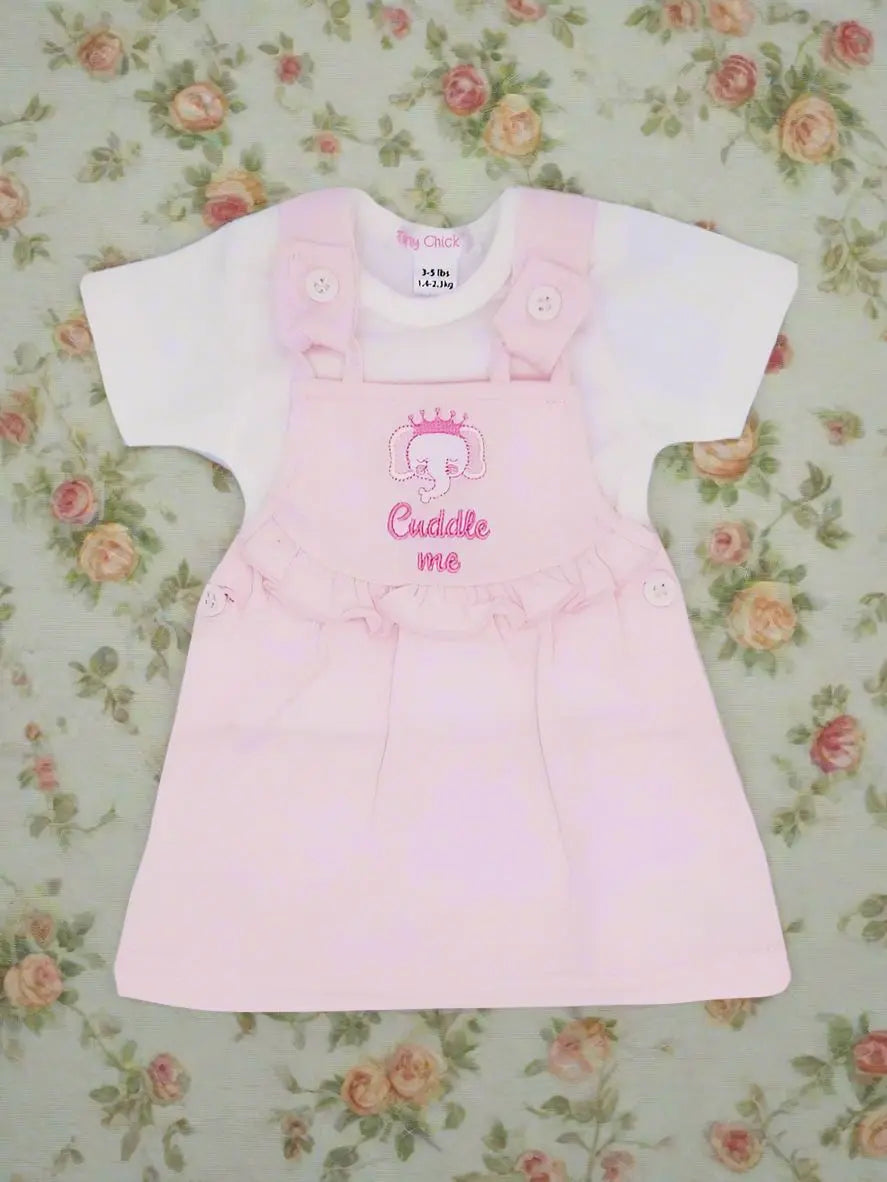 "Cuddle Me" tiny baby top and dress set, lifestyle shot