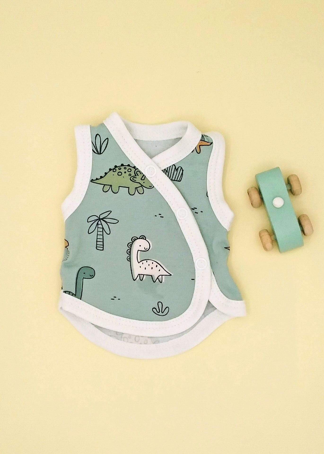 Colourful Dino Gift Box - Incubator Vest, Toy & Muslin Gift Set Tiny & Small