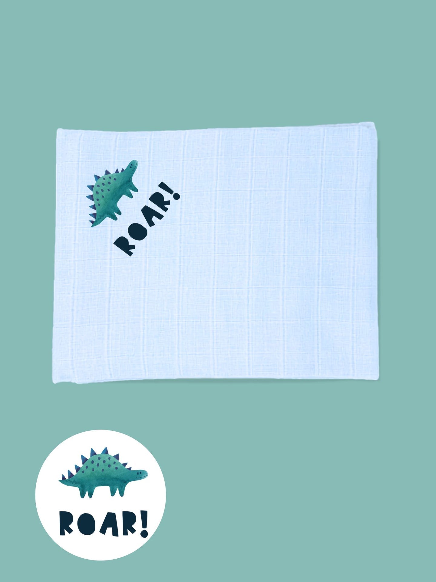 'Dino Discovery' 100% Pure Cotton Muslin - 70cm x 70cm - One Muslin Muslin Little Mouse Baby Clothing & Gifts
