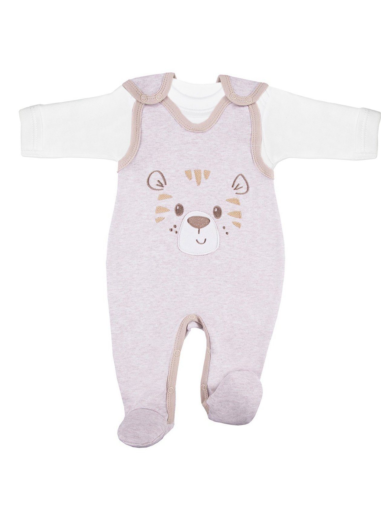 Early Baby Top & Tiger Footed Dungarees Set - Ecru Dungaree EEVI