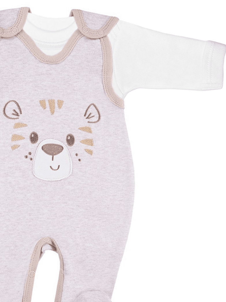 Early Baby Top & Tiger Footed Dungarees Set - Ecru Dungaree EEVI