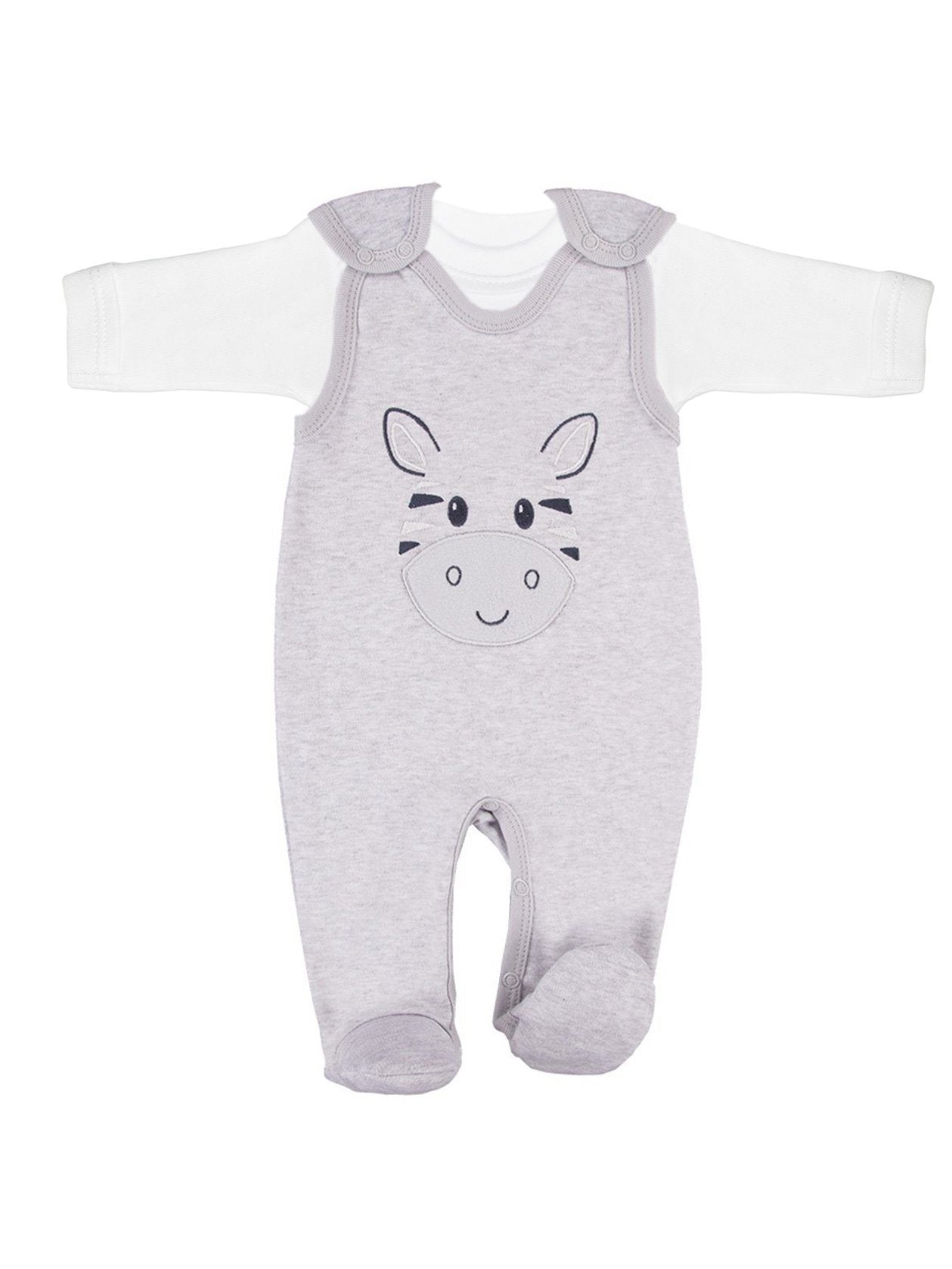 Zebra Footed Dungarees and Top Set - Grey Dungaree EEVI