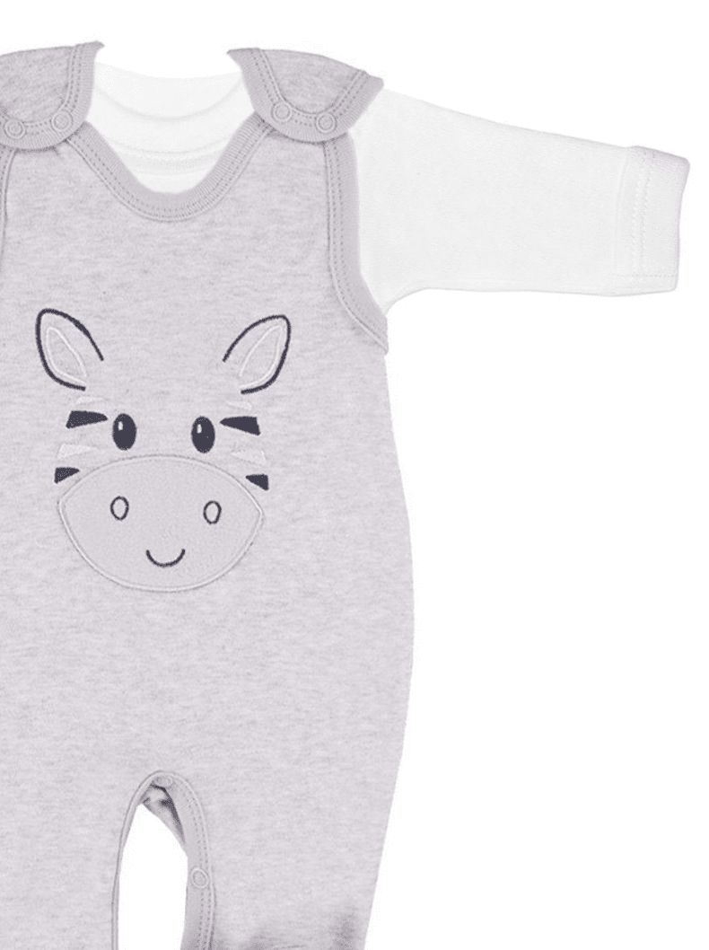 Zebra Footed Dungarees and Top Set - Grey Dungaree EEVI