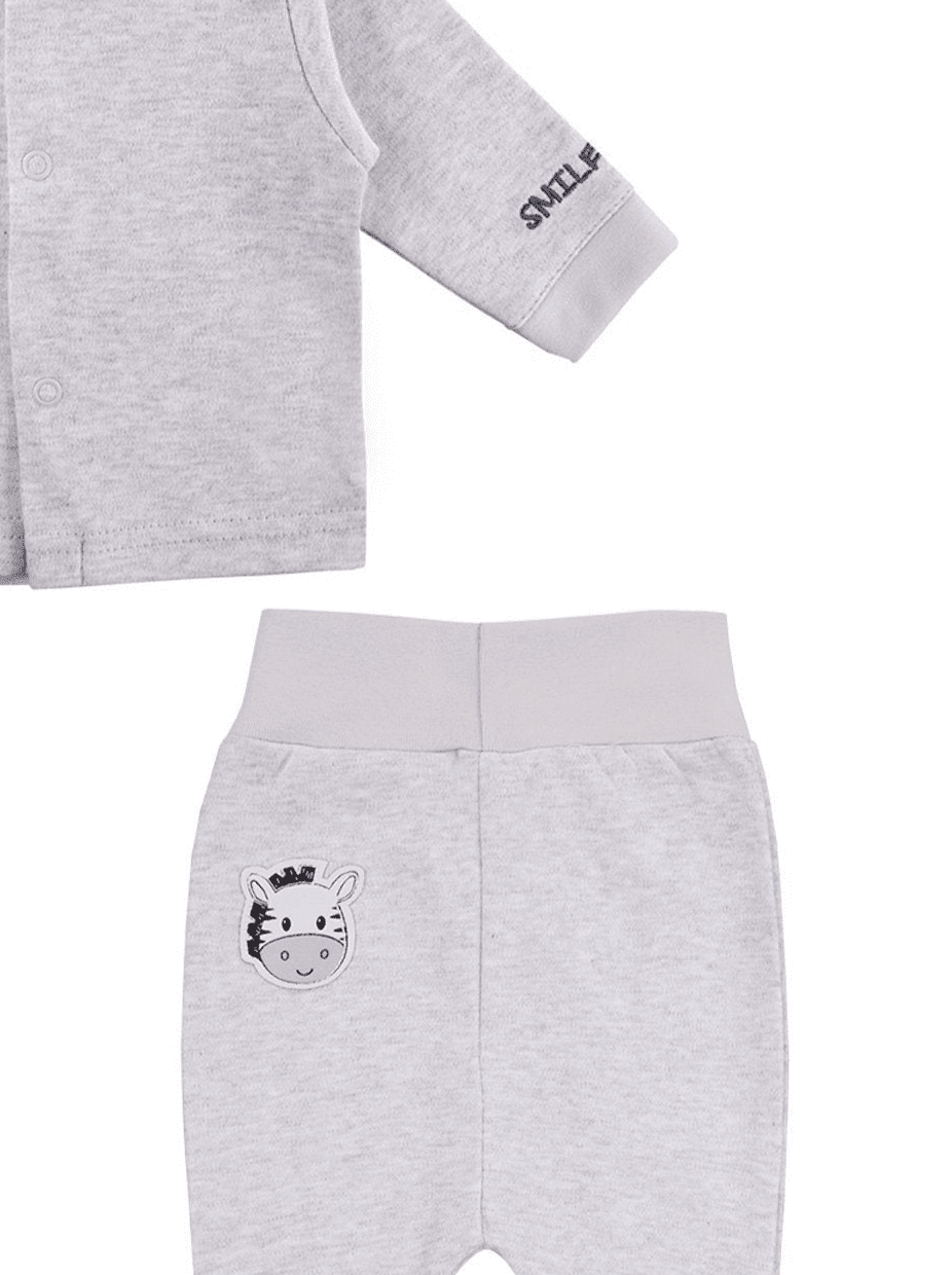 Zebra Design Top & Patch Trousers Set - Grey Top & Trousers EEVI