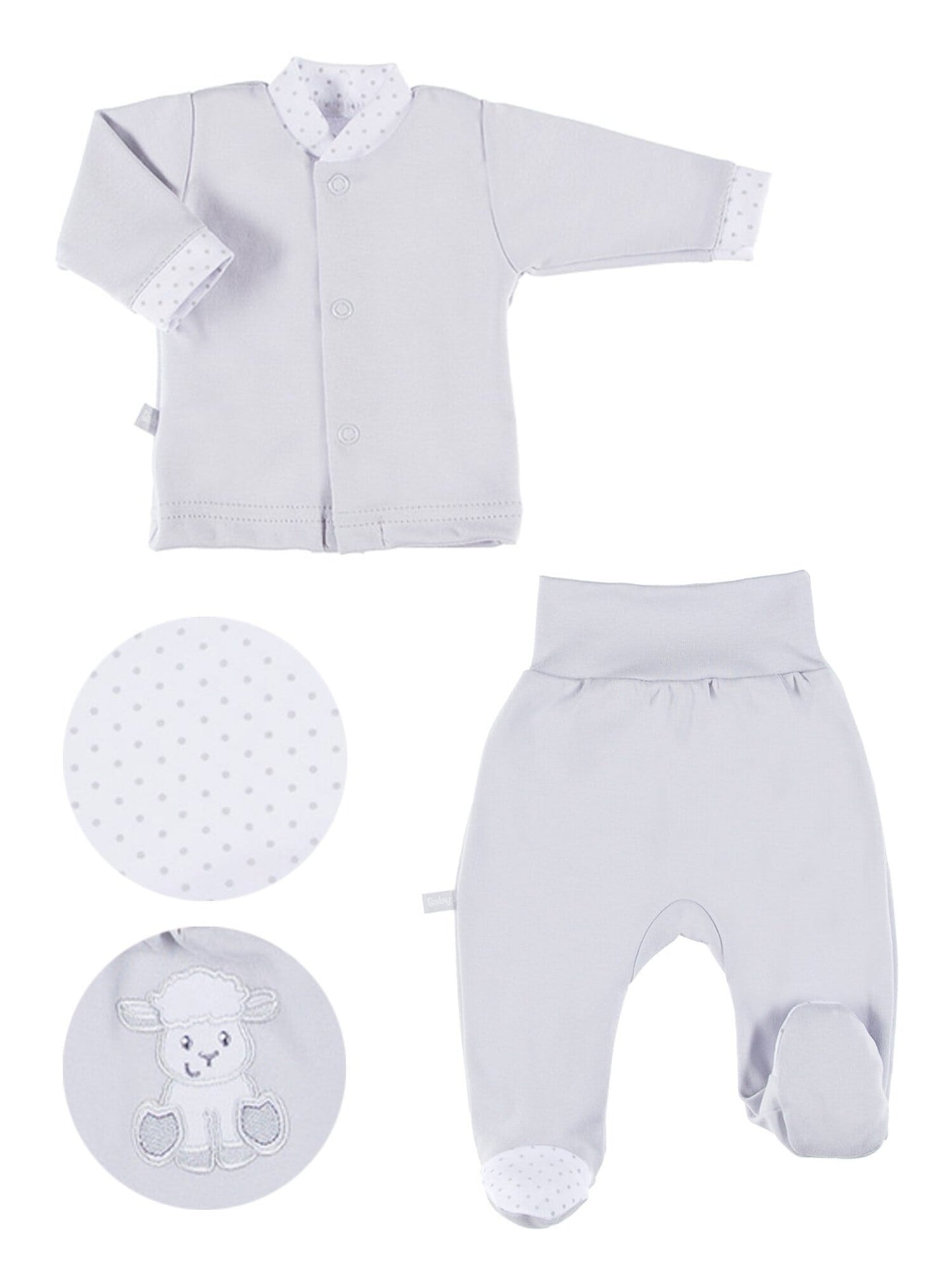 Embroidered Lamb Trousers & Top Set - Grey Top & Trousers EEVI