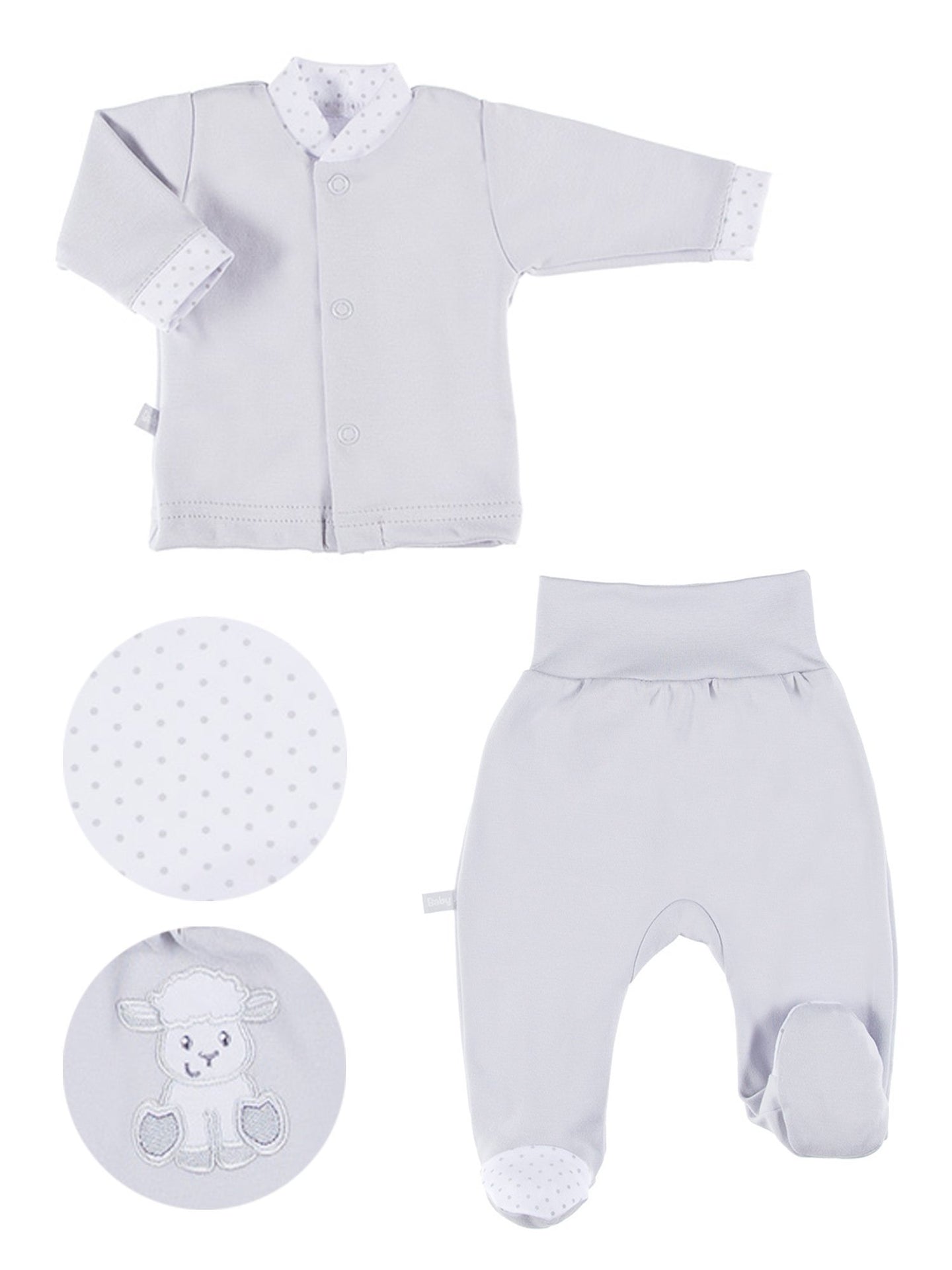 Embroidered Lamb Trousers & Top Set - Grey Top & Trousers EEVI