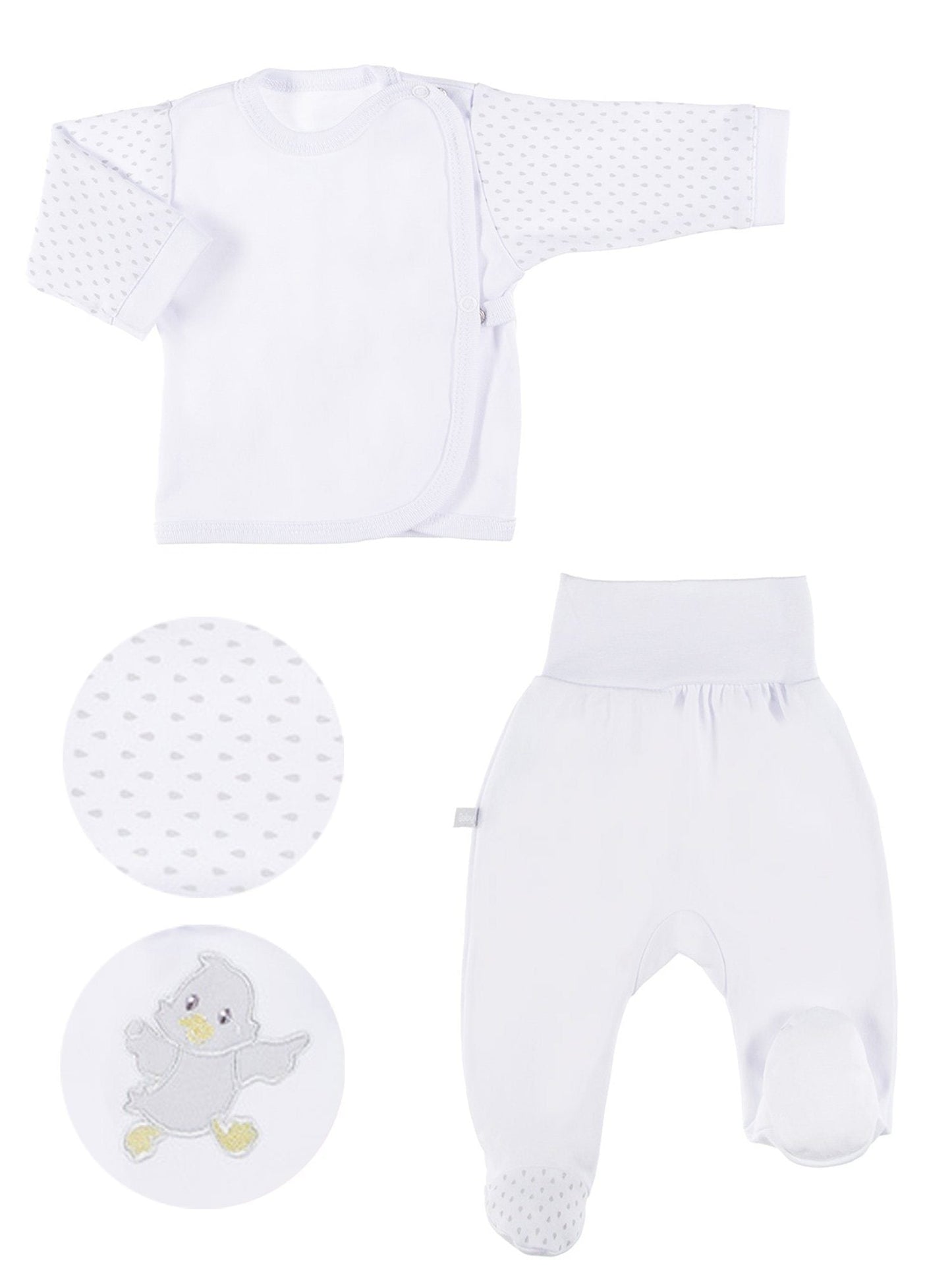Embroidered Chick Trousers & Wrapover Top Set - White Top & Trousers EEVI
