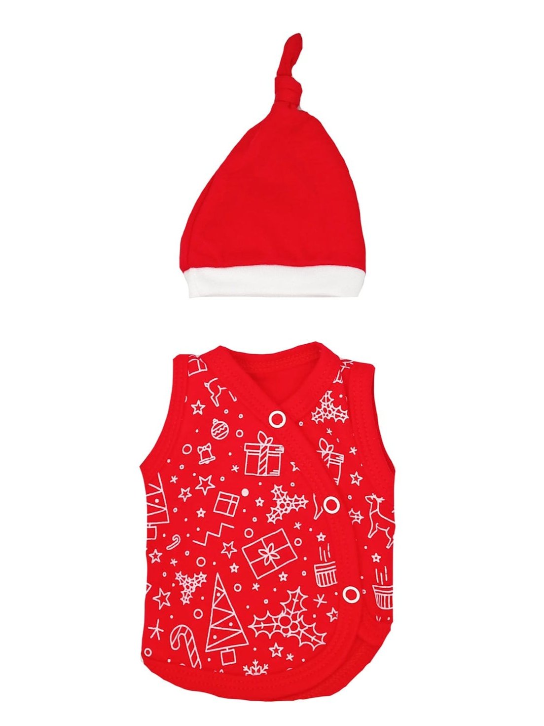 Festive Incubator Vest & Santa Hat Set, 100% Organic Cotton Set Tiny & Small