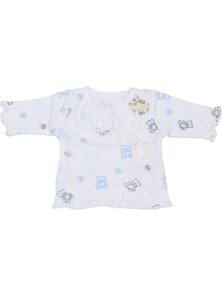 Organic Cotton Blue Bee Bear Ribbon Tie Wrap Top Top / T-shirt Fixoni