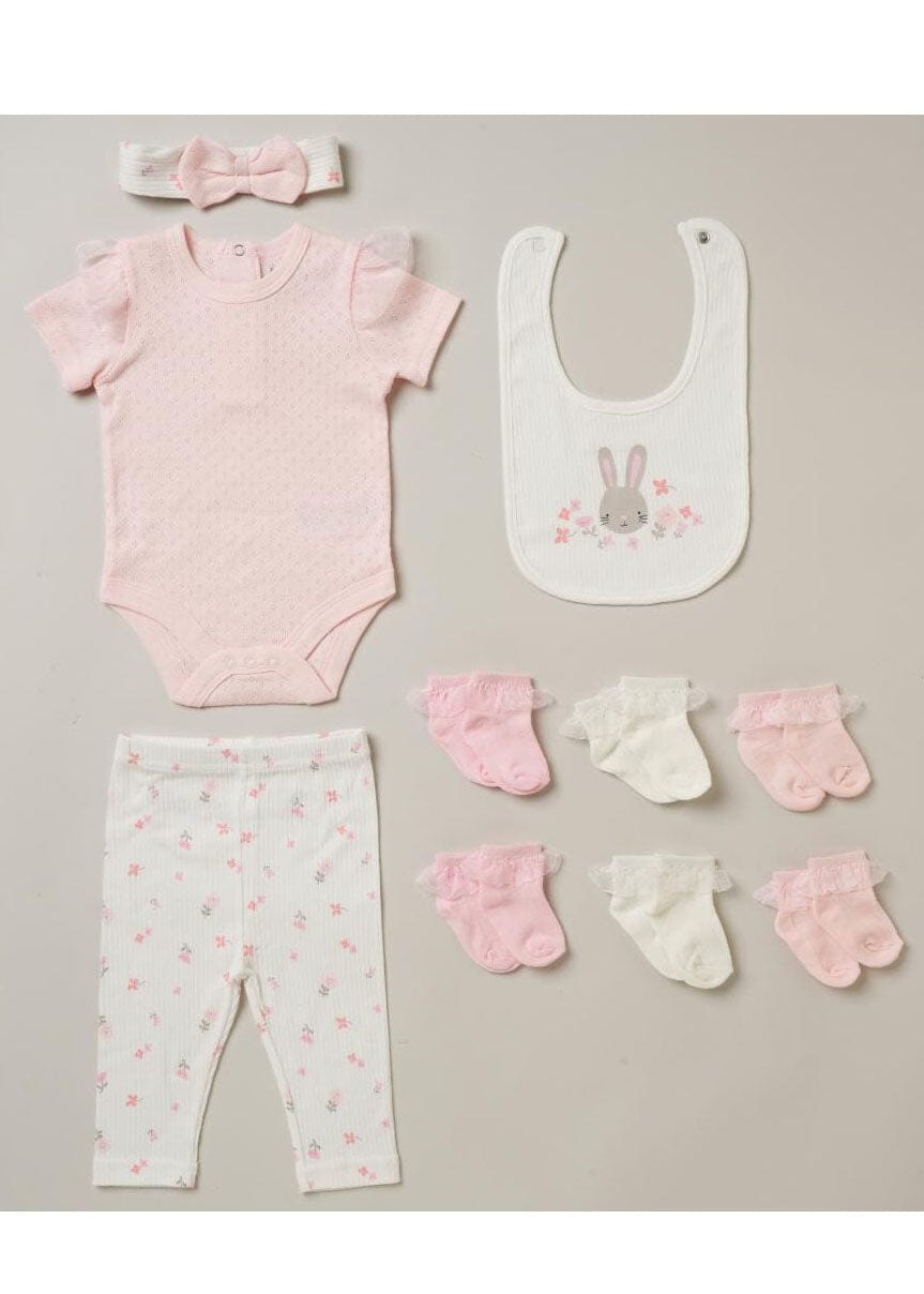 Floral Ribbed 10 Piece Layette Set Set Lilly & Jack