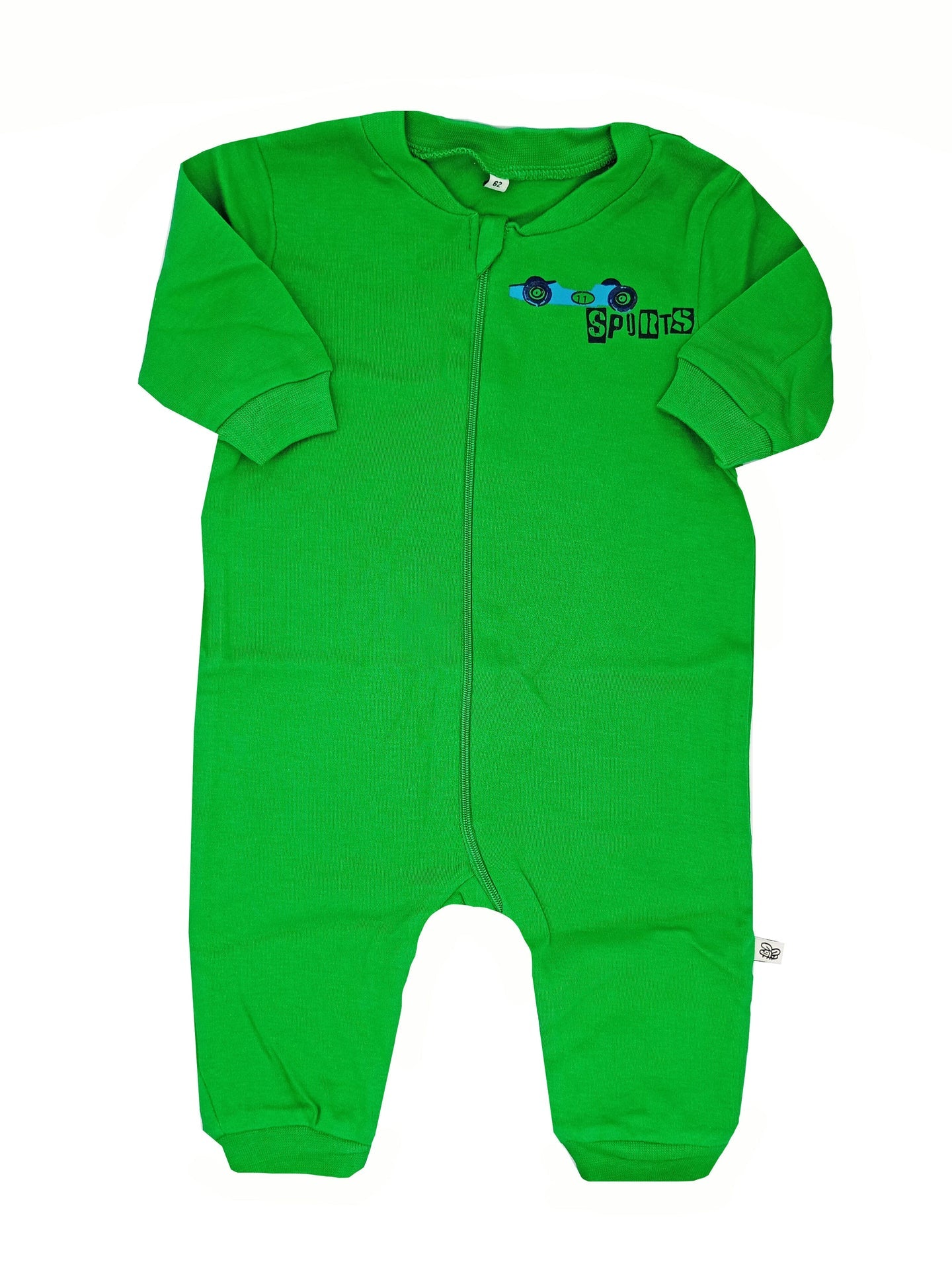 Green Sports Car Footless Babygrow Sleepsuit / Babygrow Pippi