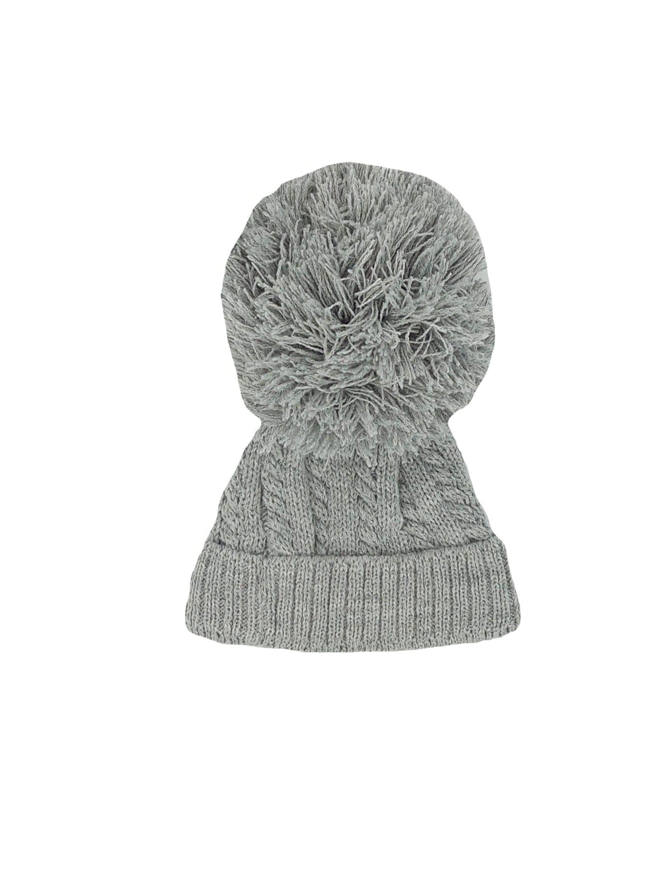 Grey Cable Knitted Pom Pom Hat Hat Little Mouse Baby Clothing and Gifts Ltd