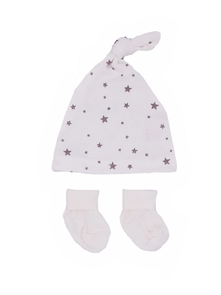 Premature Baby Knotted Hat and Socks Set - Grey Stars Hat, Mitts & Booties Set Little Mouse Baby Clothing & Gifts