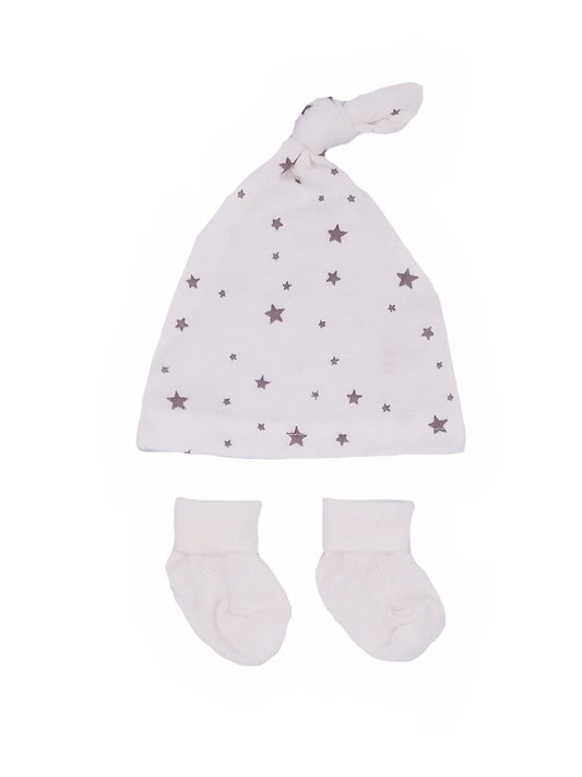 Premature Baby Knotted Hat and Socks Set - Grey Stars Hat, Mitts & Booties Set Little Mouse Baby Clothing & Gifts