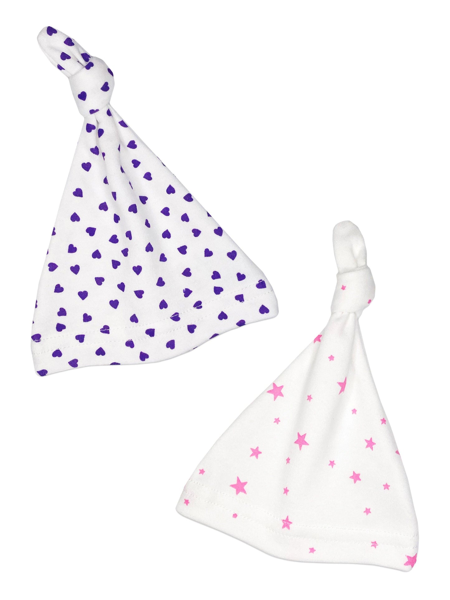 Purple Heart & Pink Star Knotted Prem Baby Hat Set Hat Little Mouse Baby Clothing & Gifts