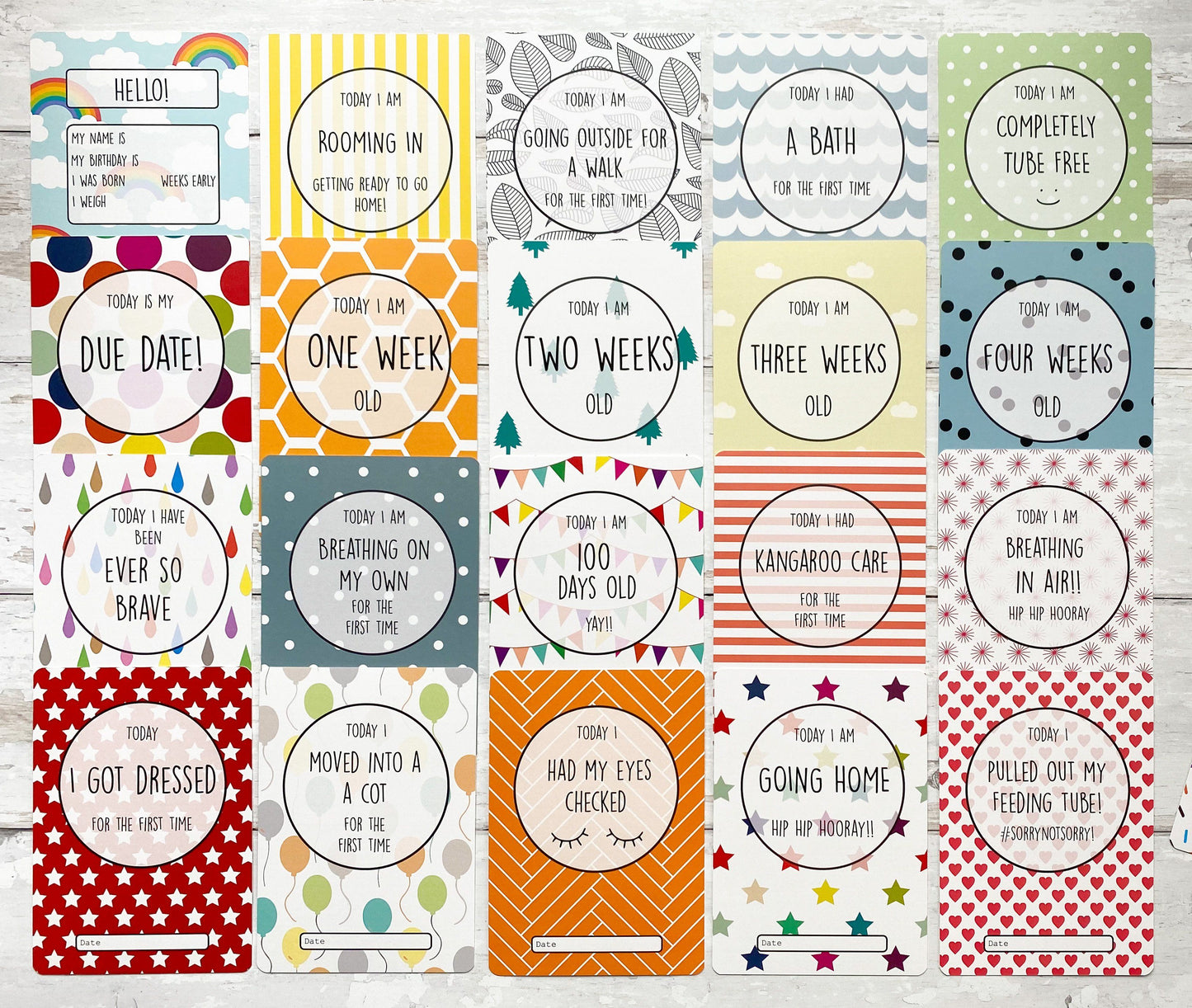 Premature Baby Milestone Cards - £2 Goes To Tommy’s Milestone cards Little Mouse Baby Clothing & Gifts