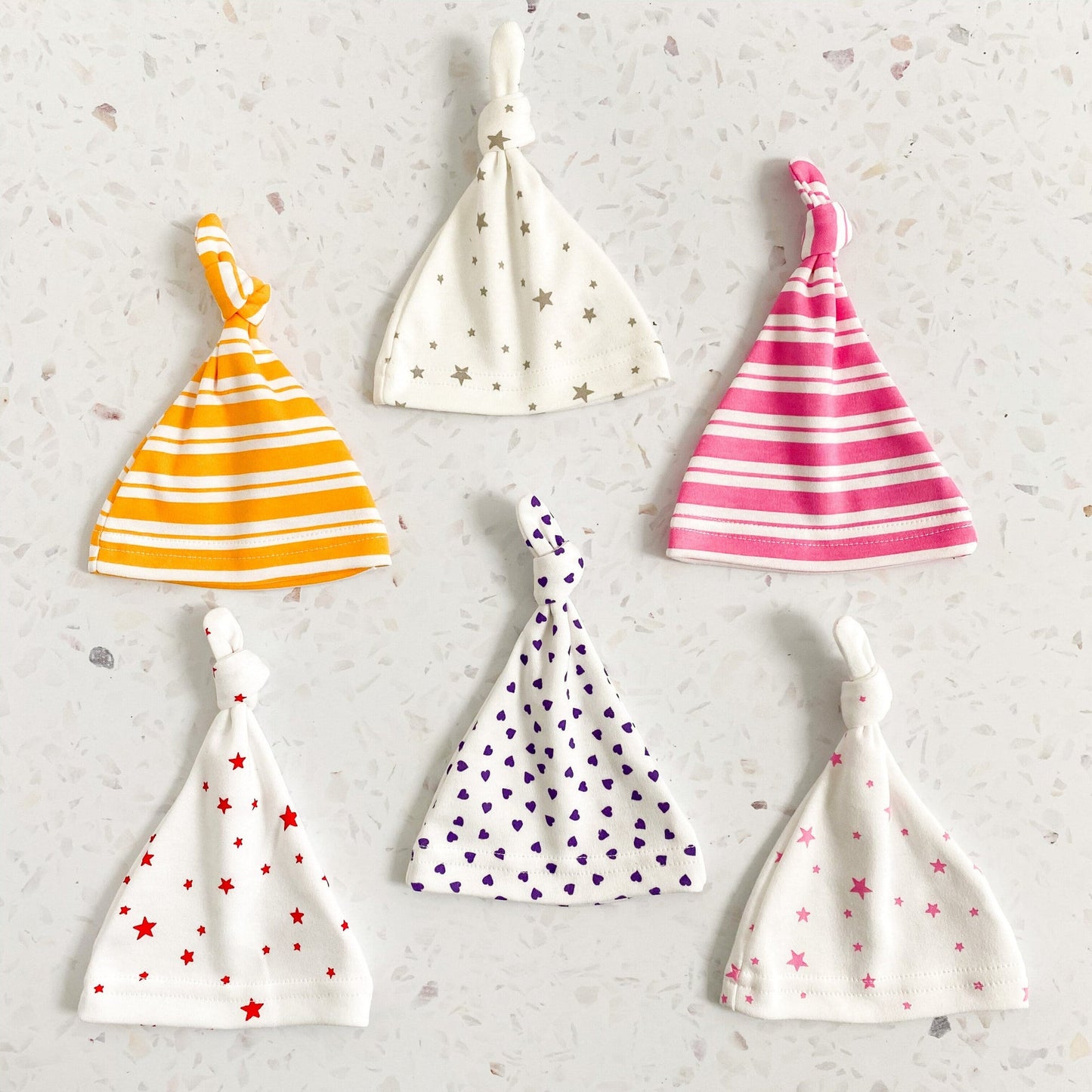 Pink & Yellow Stripe Knotted Prem Baby Hat Set Hat Little Mouse Baby Clothing & Gifts