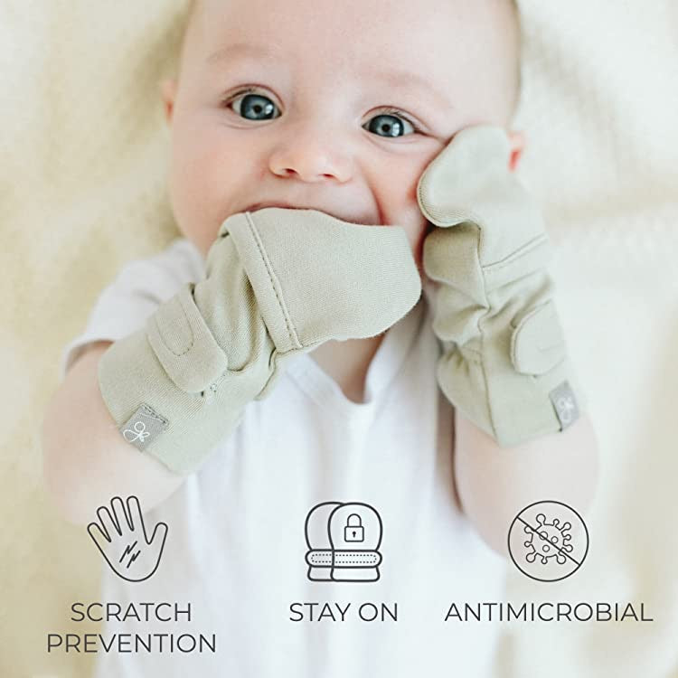 Baby Stay-On Scratch Mittens - Abstract Floral Scratch Mitts Goumikids