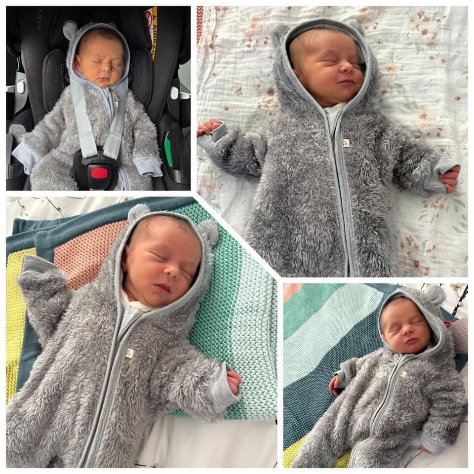 Grey Bear Fluffy Pramsuit Snowsuit / Pramsuit Little Lumps