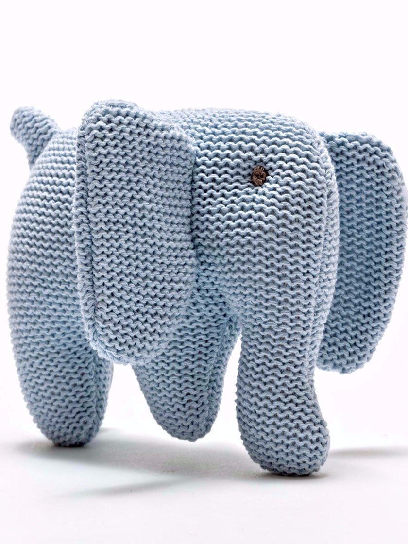 Organic Cotton Elephant Baby Rattle - Blue rattle Under The Nile