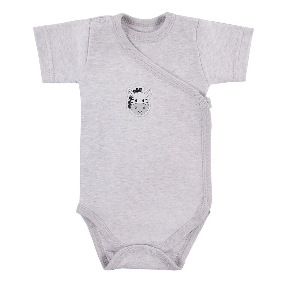 Short Sleeved Bodysuit, Cute Zebra Design - Grey Bodysuit / Vest EEVI