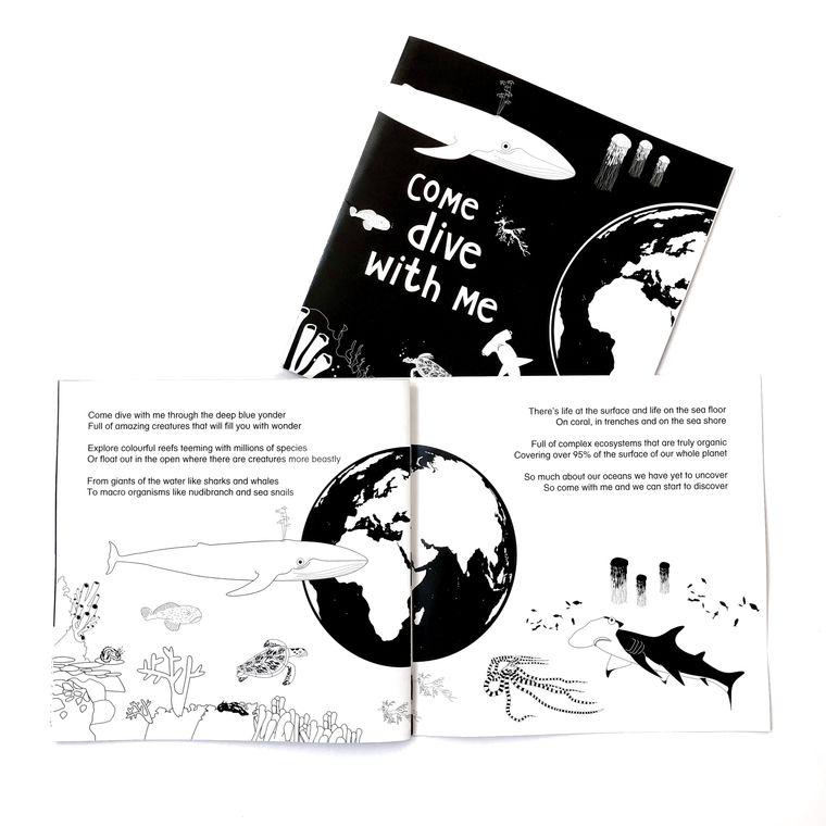 Come Dive With Me storybook Book The Little Black & White Book Project