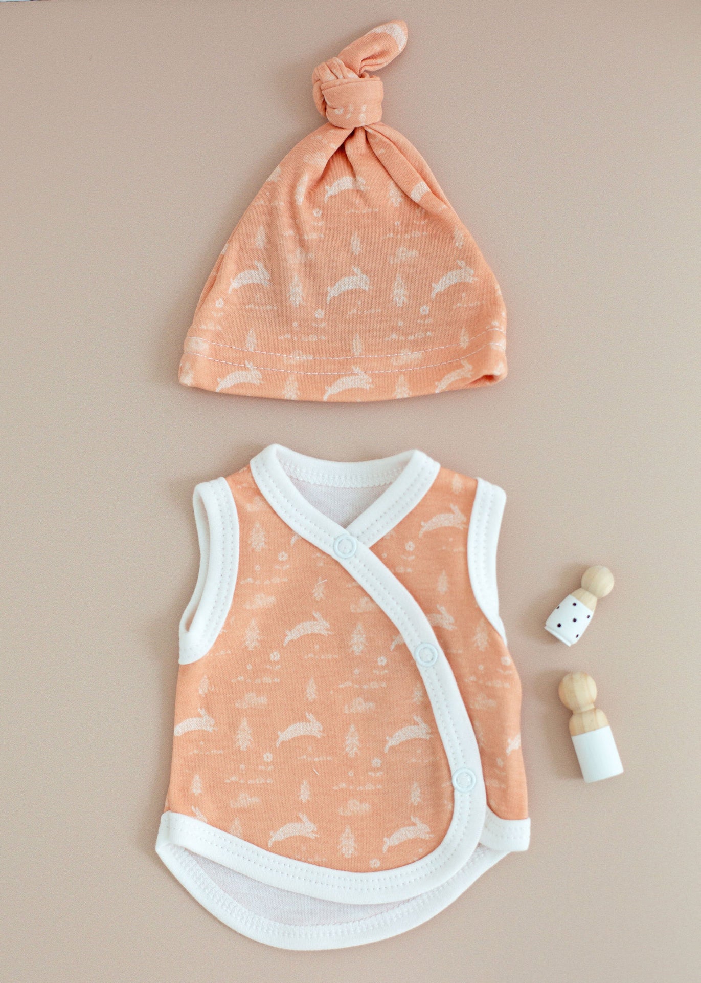 Incubator Vest & Knotted Hat Set, Leaping Bunnies Incubator Vest & Hat Set Tiny & Small