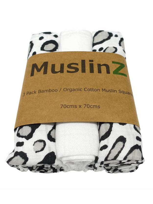 MuslinZ Bamboo/Organic Cotton Muslin Squares, Leopard - 3 Pack Muslin Muslinz