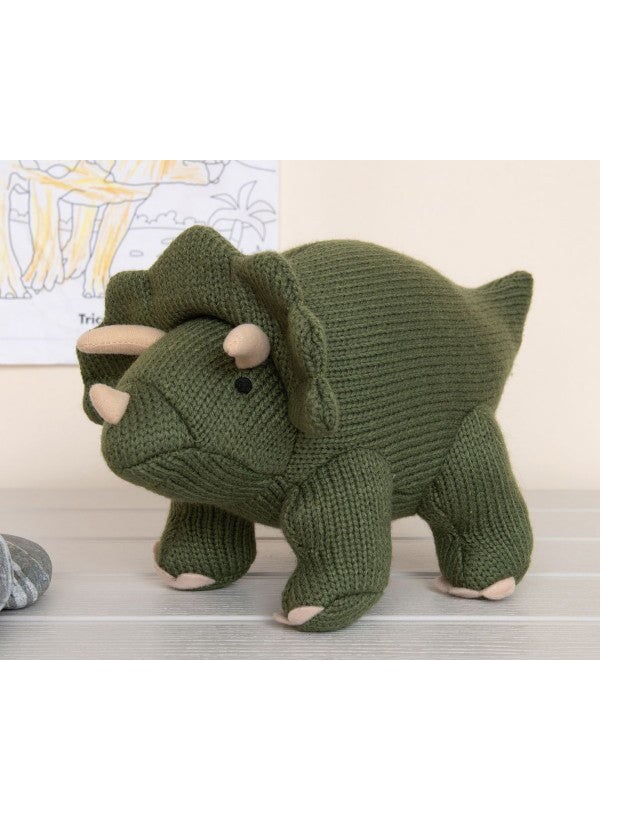 Crochet Triceratops Rattle, Moss Green Rattle Best Years