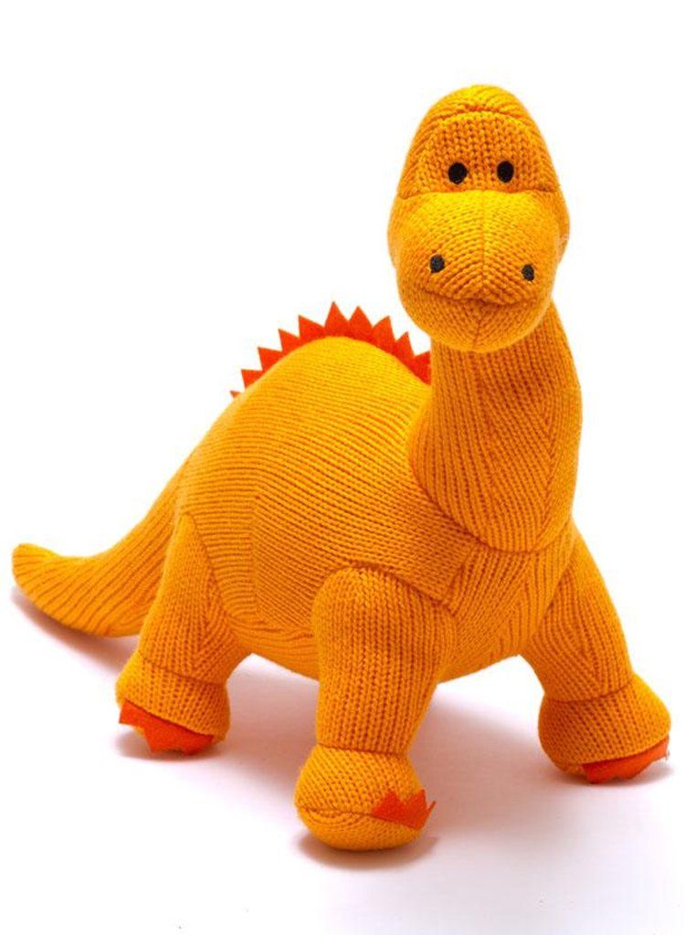Knitted Diplodocus Rattle/Toy, Orange Toy Best Years