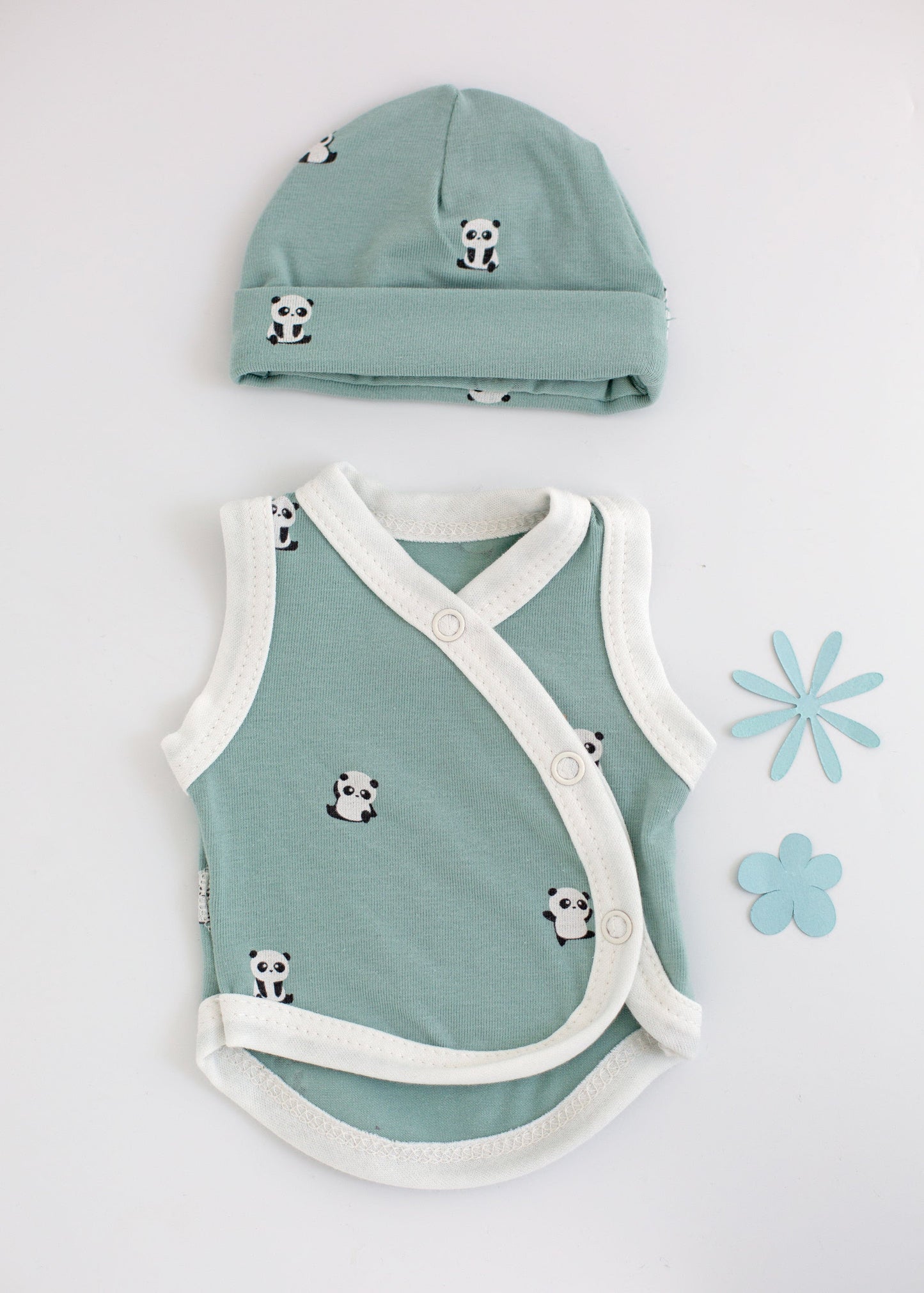 Incubator Vest & Round Hat Set, Pandas Incubator Vest & Hat Set Tiny & Small
