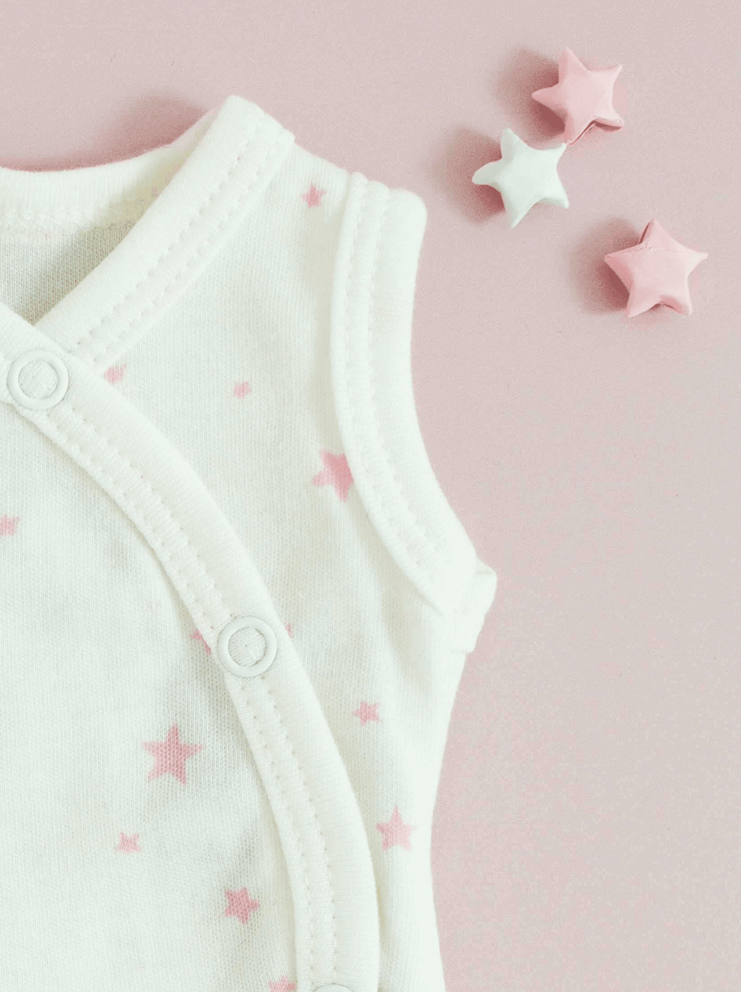 Incubator Vest, Pink Stars, Premium 100% Organic Cotton Bodysuit / Vest Tiny & Small