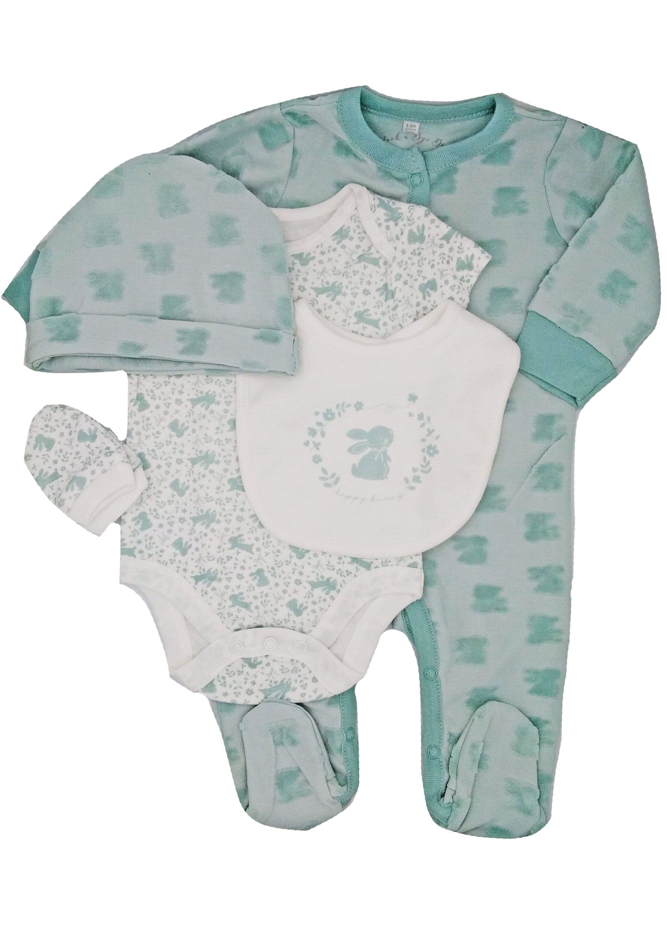 5 Piece Happy Bunny Gift Set Set Rock a Bye Baby