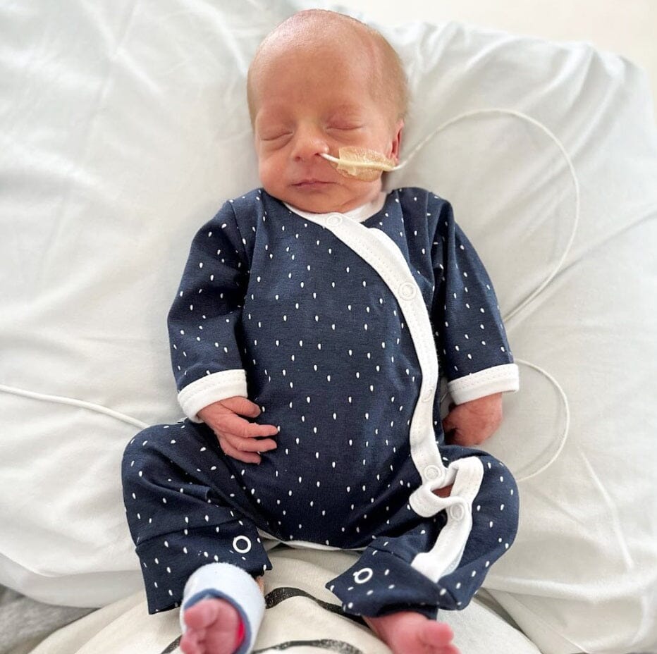 Sleepsuit for Premature & Tiny Babies, Midnight Snow Sleepsuit / Babygrow Tiny & Small