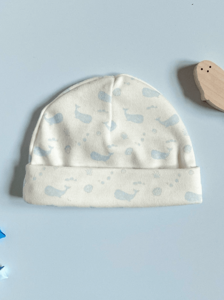 Premature Round Hat, Ocean Blue, Premium 100% Organic Cotton Hat Tiny & Small