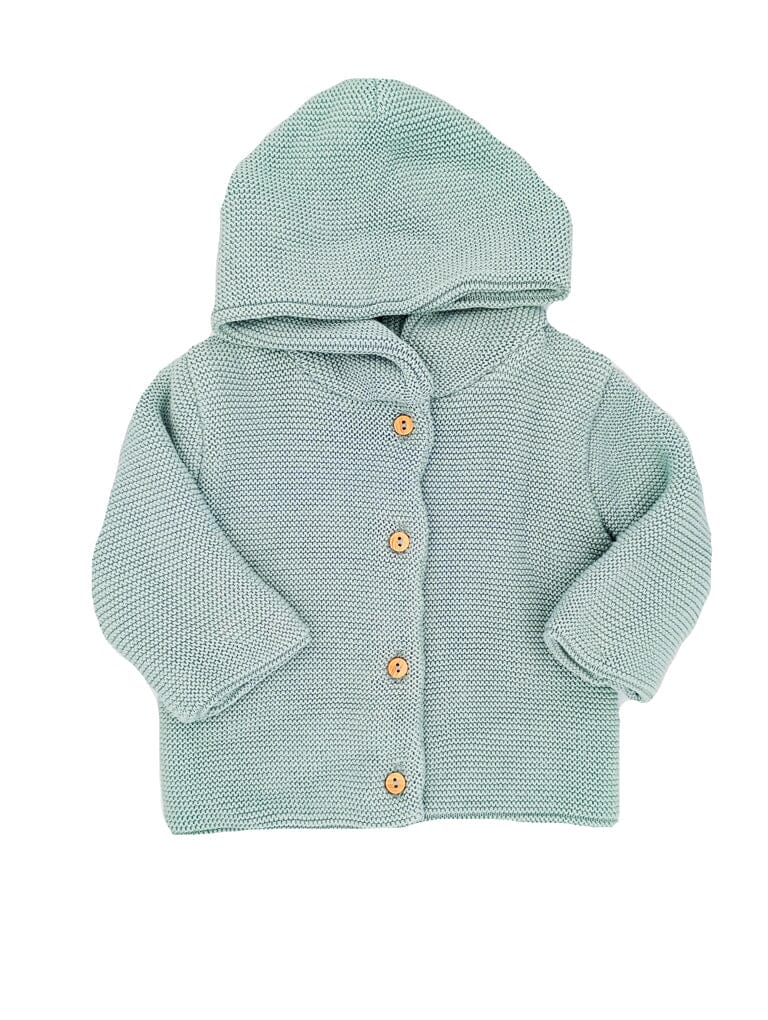 Grey Mint Knitted Baby Jacket Cardigan / Jacket La Manufacture de Layette