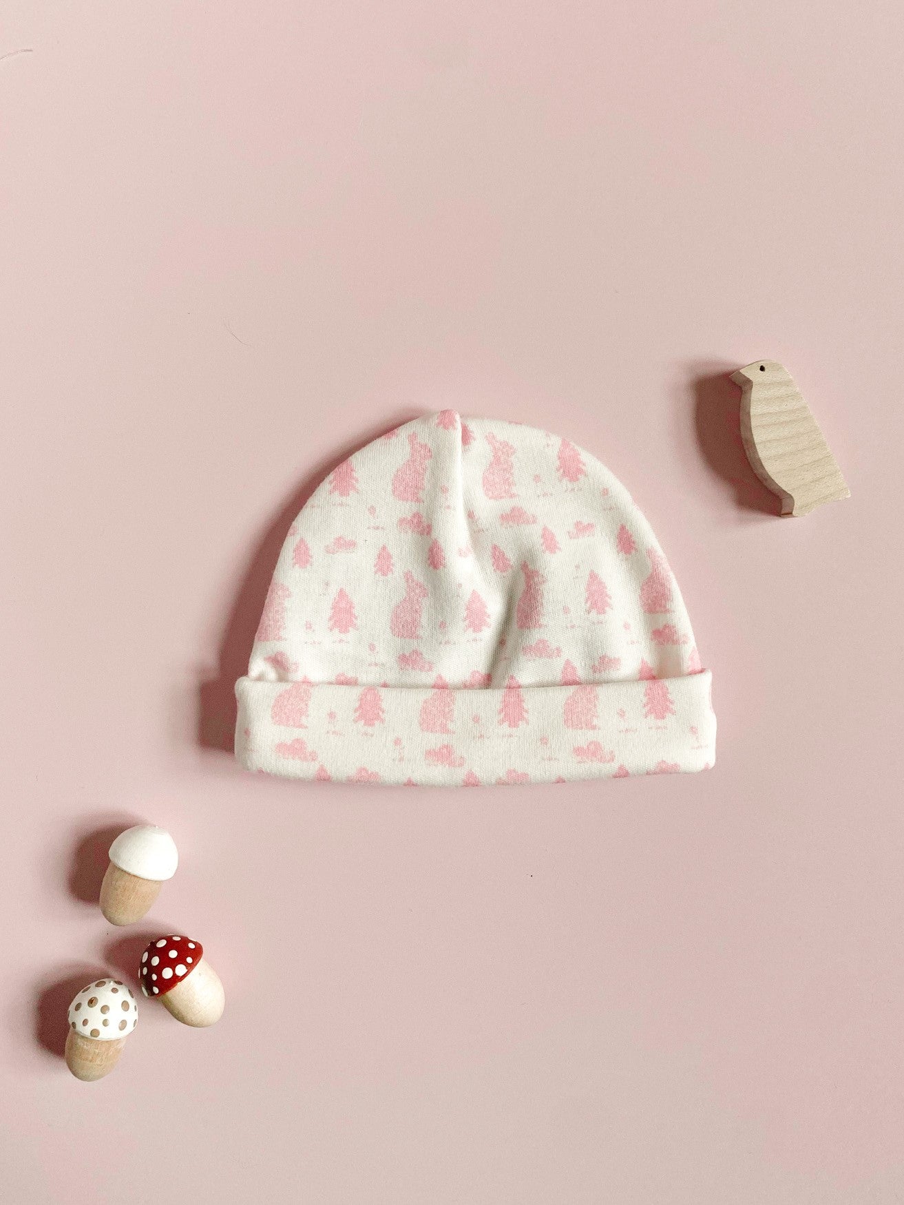 Round Prem Hat, Bunny Meadow, Premium 100% Organic Cotton Hat Tiny & Small